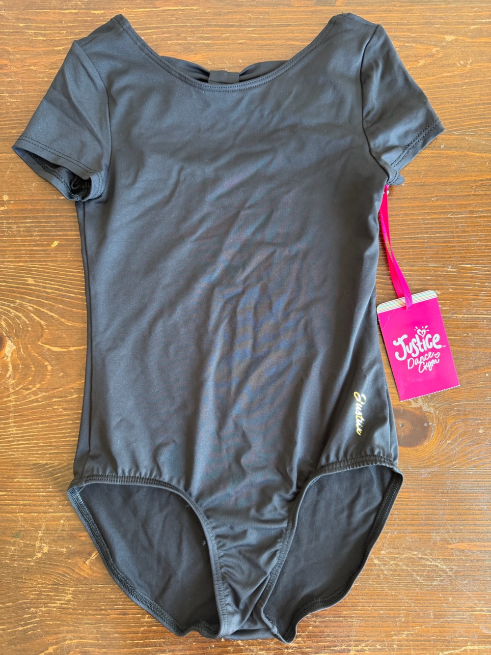 Justice Black Short-Sleeve Dance Leotard NWT XS (5/6)